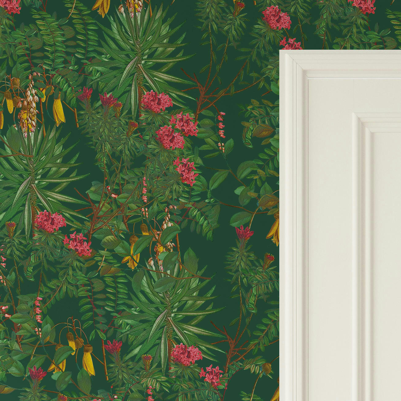 - Papier peint motifs fleuris jaune vert  255x260cm