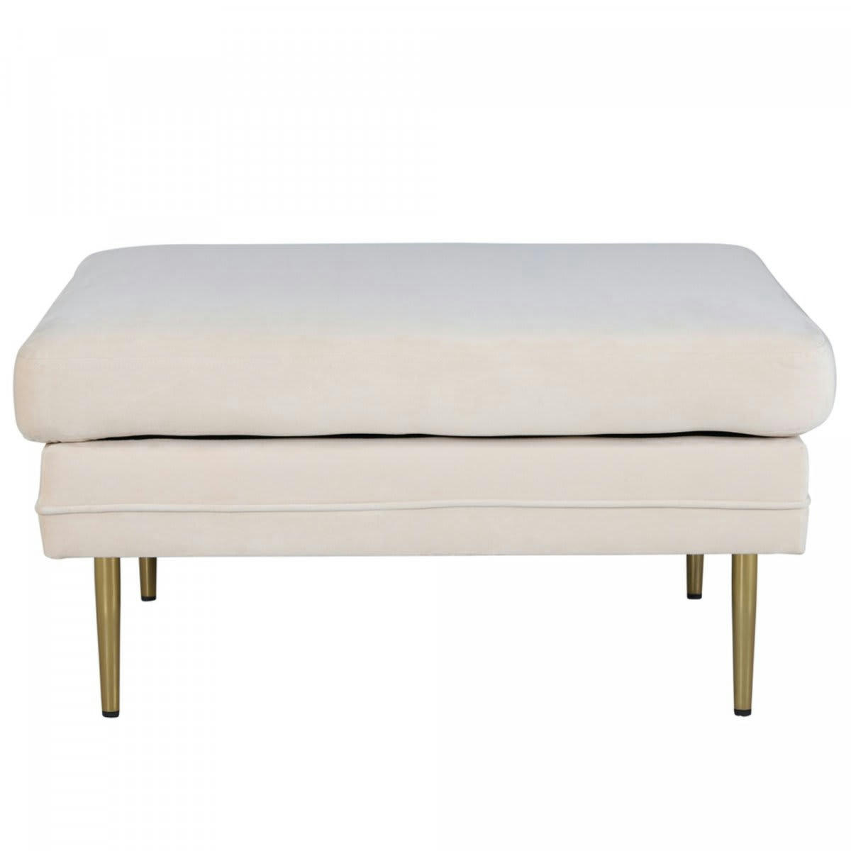 ADRIAN - Pouf rectangulaire en velours beige pieds dorés