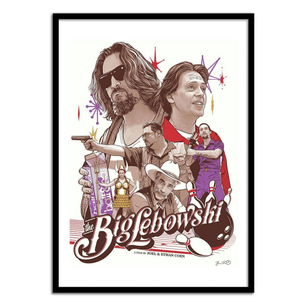 JOSHUA BUDICH - THE BIG LEBOWSKI -  Affiche d'art 50 x 70 cm