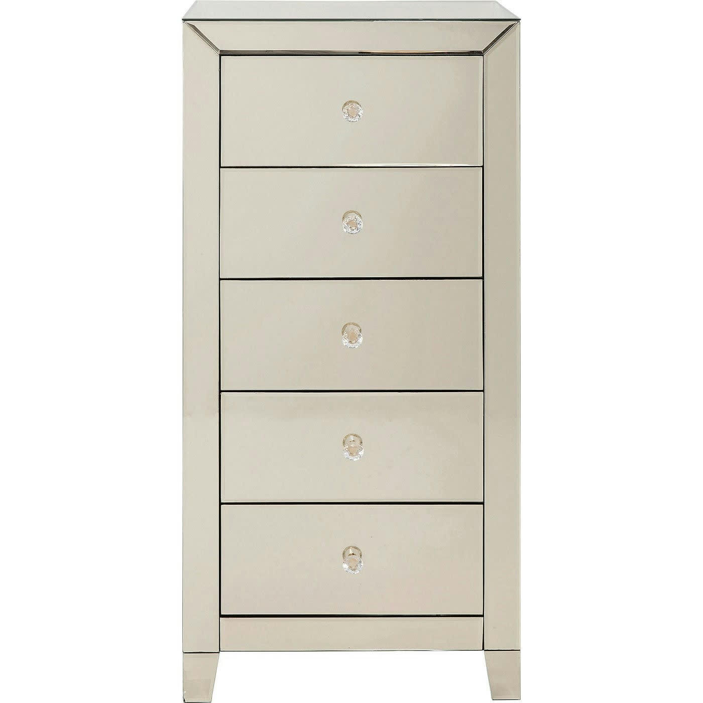 LUXURY CHAMPAGNE - Chiffonnier 5 tiroirs en verre miroir doré