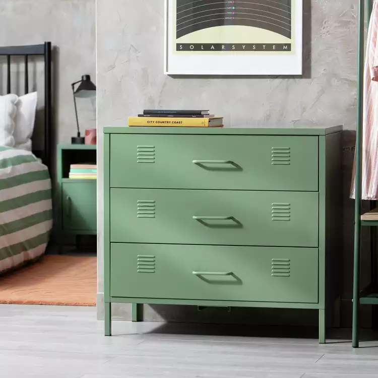 Habitat Stevie 3 Drawer Chest - Green