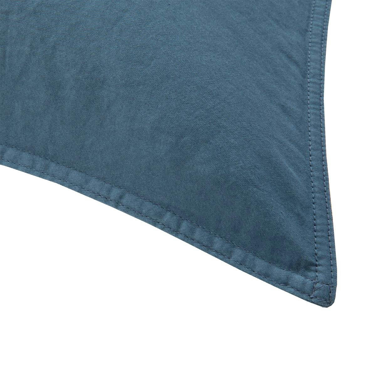 PALERME - Taie d'oreiller en satin de coton lavé bleu 65 x 65 cm