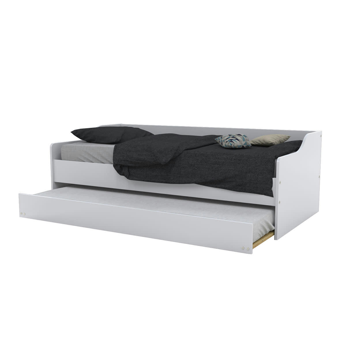 SWEET - Lit gigogne 2 sommiers 1 tiroir-lit 90x190 blanc