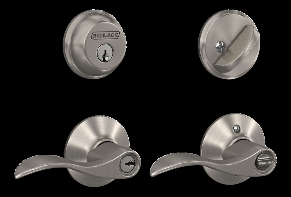 Schlage Accent Round Deadbolt Door Lock & Lever Combo, Satin Nickel
