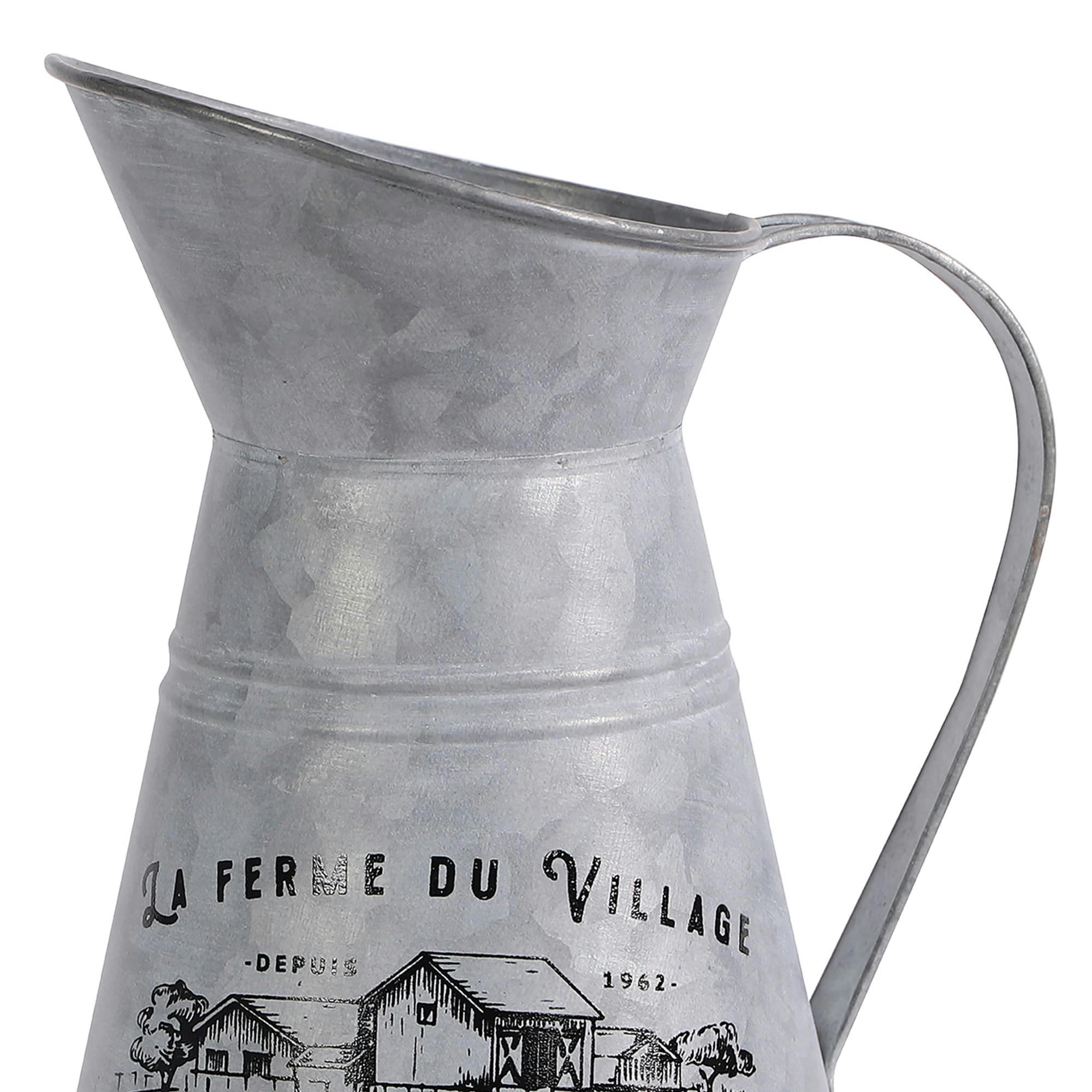 - Cruche à lait métal effet zinc esprit cottage décoratif