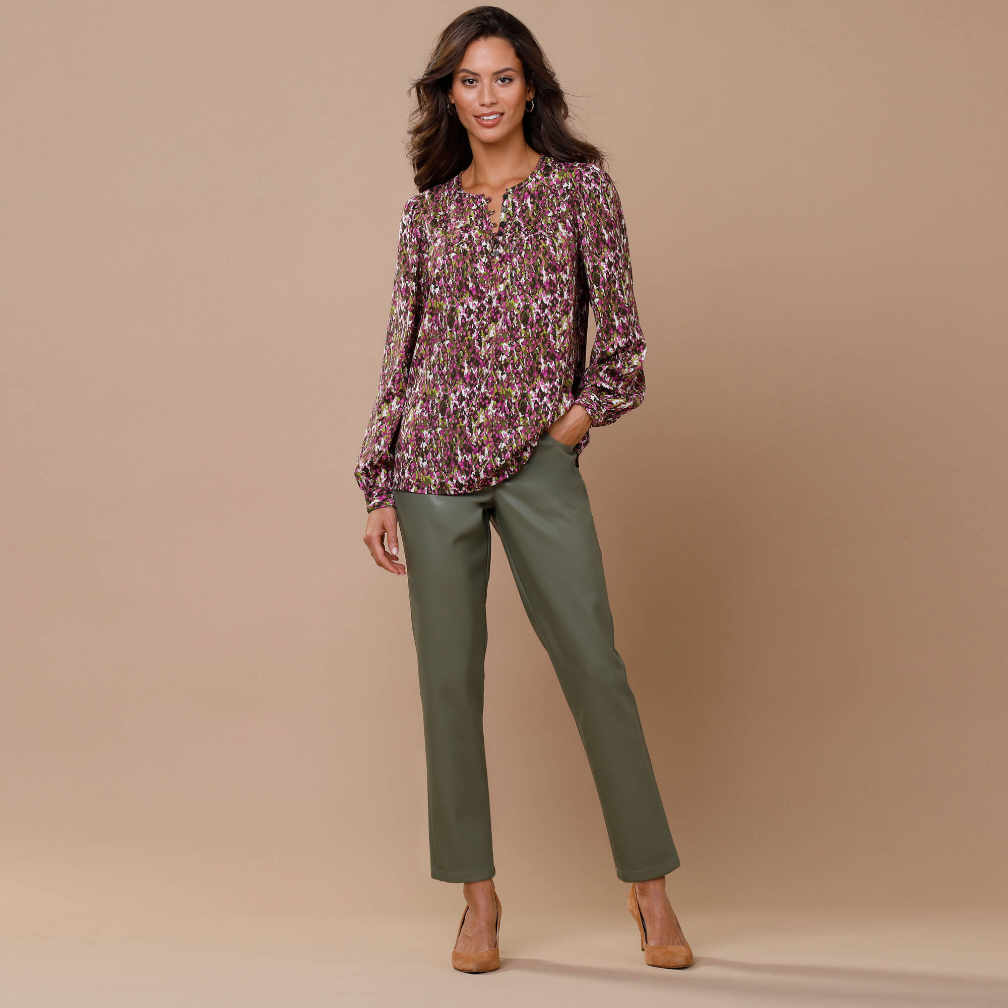 Pantalon fuselé 7/8ème aspect enduit