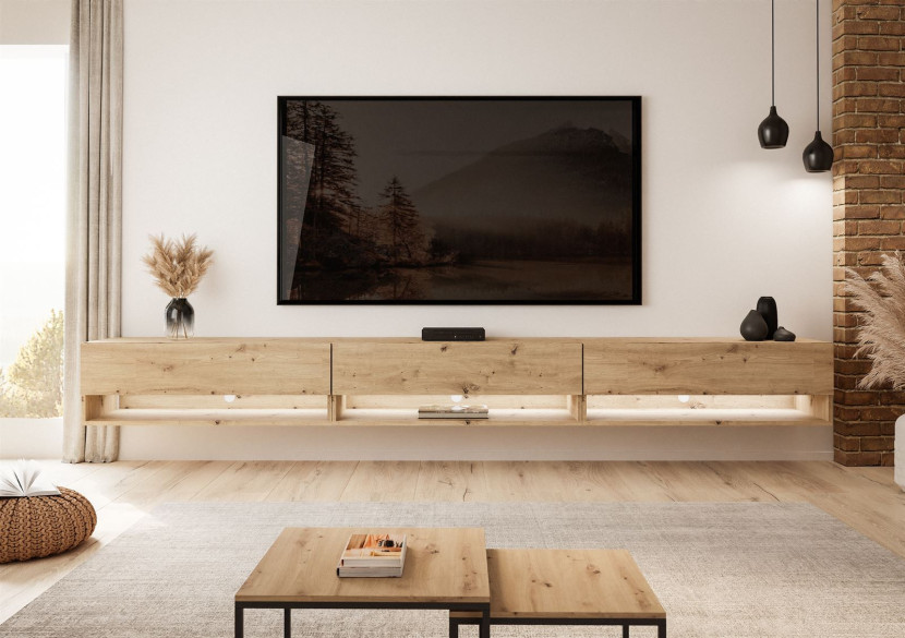 Szafka RTV CALANTE LOFT 270 cm dąb artisan