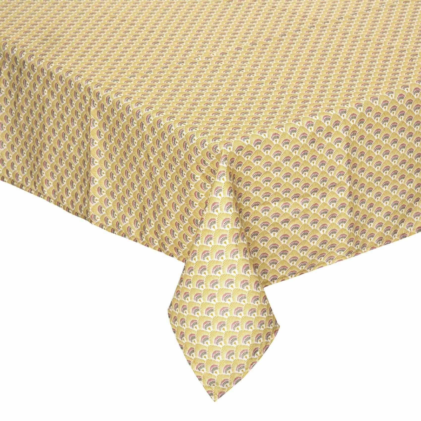 - Nappe anti-tâche imprimée art déco polyester jaune 140x240 cm