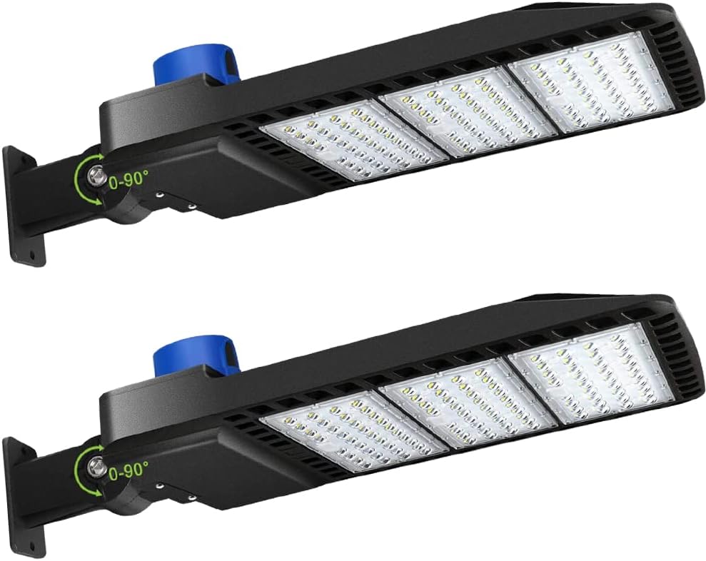 ledmo LED Parking Lot Lights 300W - LED Shoebox Parking Lot Lighting with Photocell 1000-1200W HID/HPS Replacement Waterproof IP65 36000LM 5000K Parking Lot LED Lighting (2 Pack)