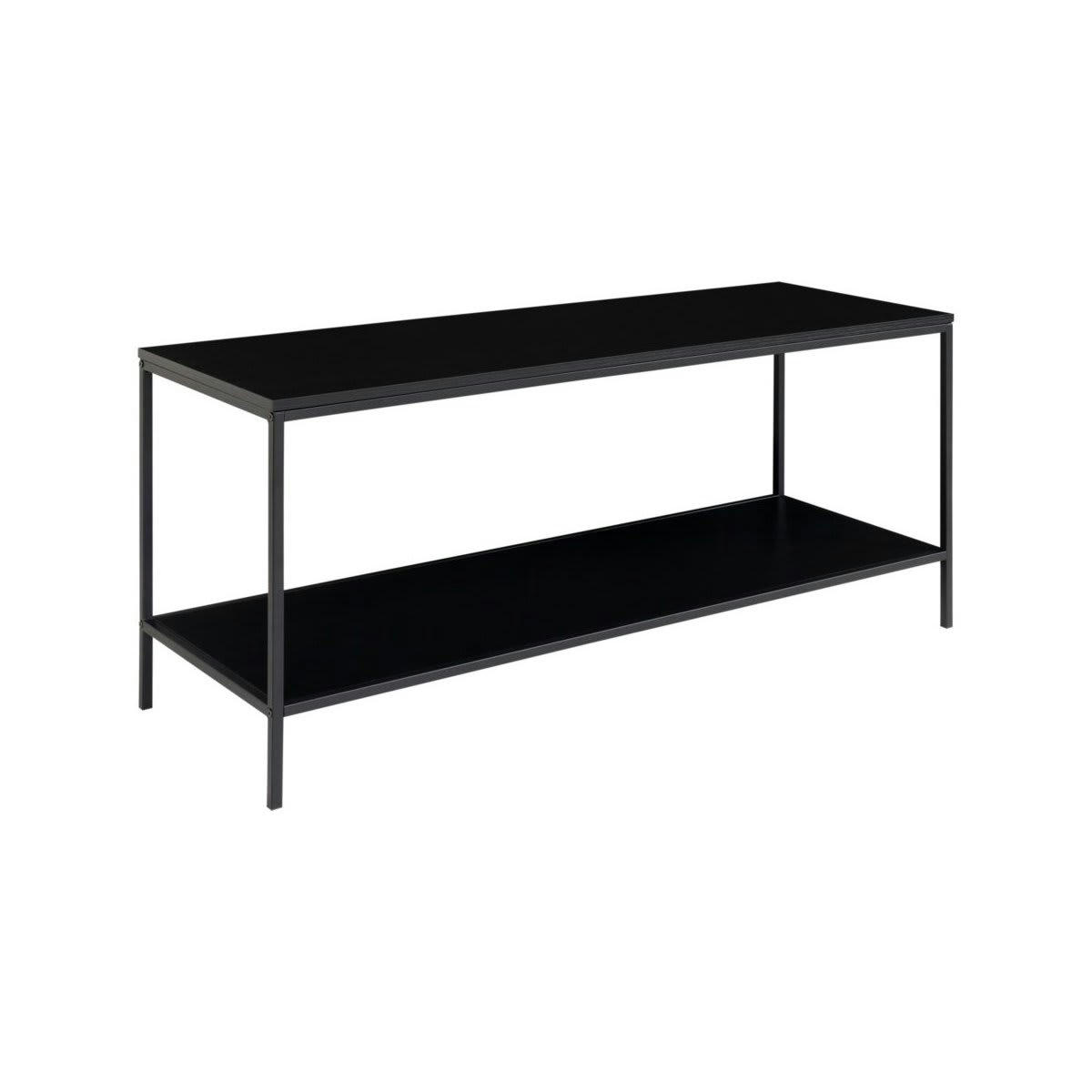 YOCK - Meuble TV minimaliste effet bois et métal noir 100cm noir