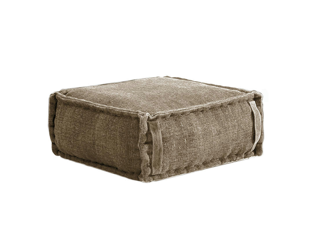 STONE WASHED - Pouf carré en coton revêtu effet lavé sable.