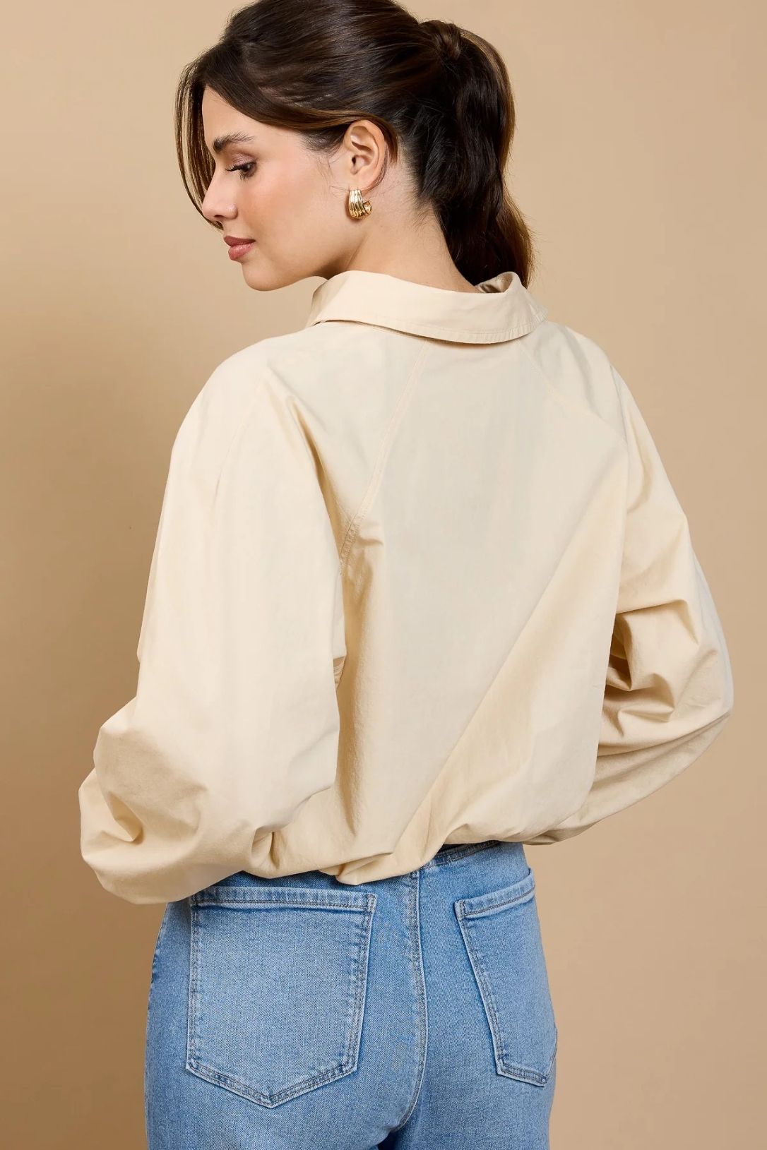 Little Mistress Beige Crop Shirt