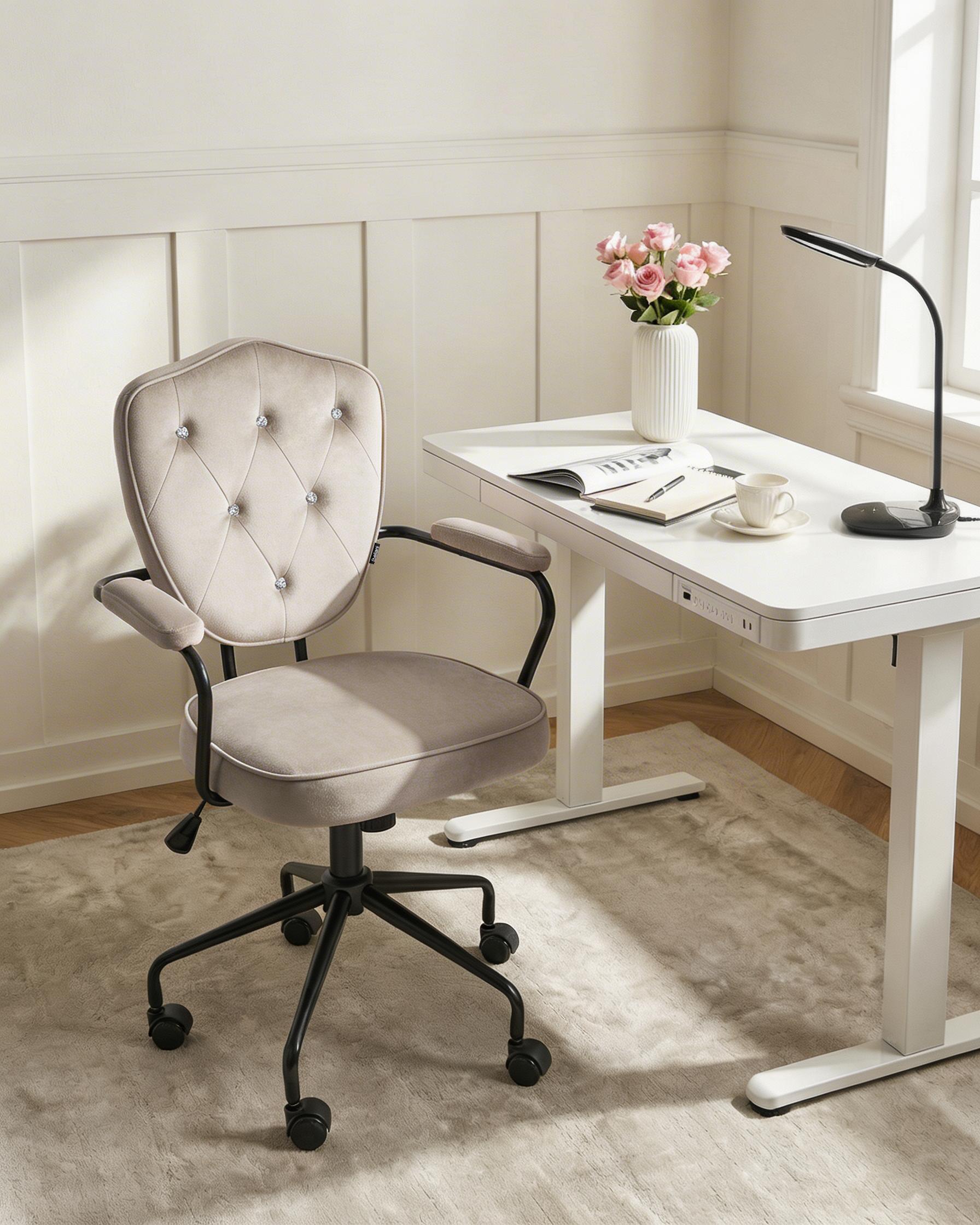 Desk Chair VELISSE Velvet Taupe