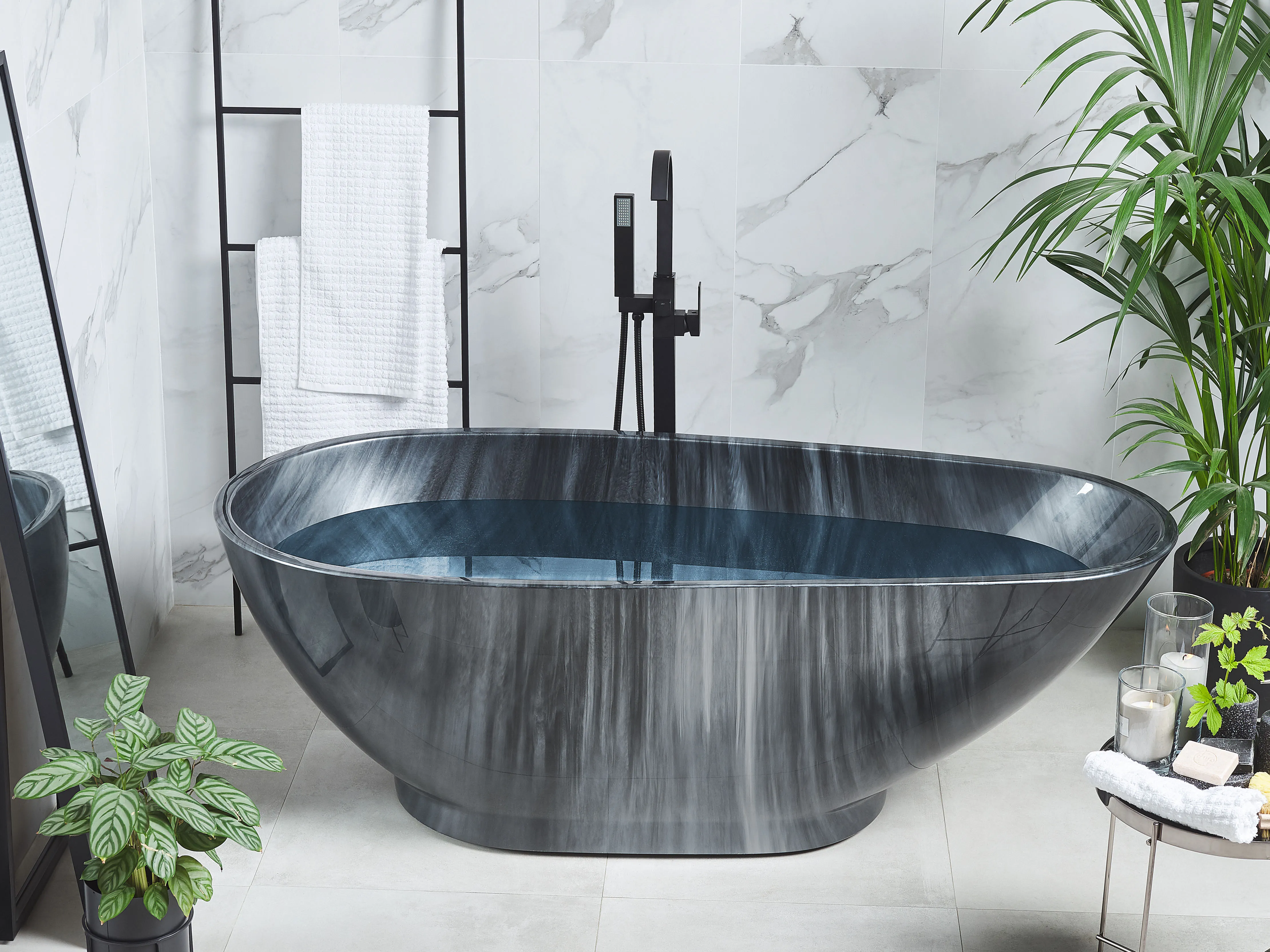 Freestanding Bathtub RIOJA 1700 x 800 mm Black Marble