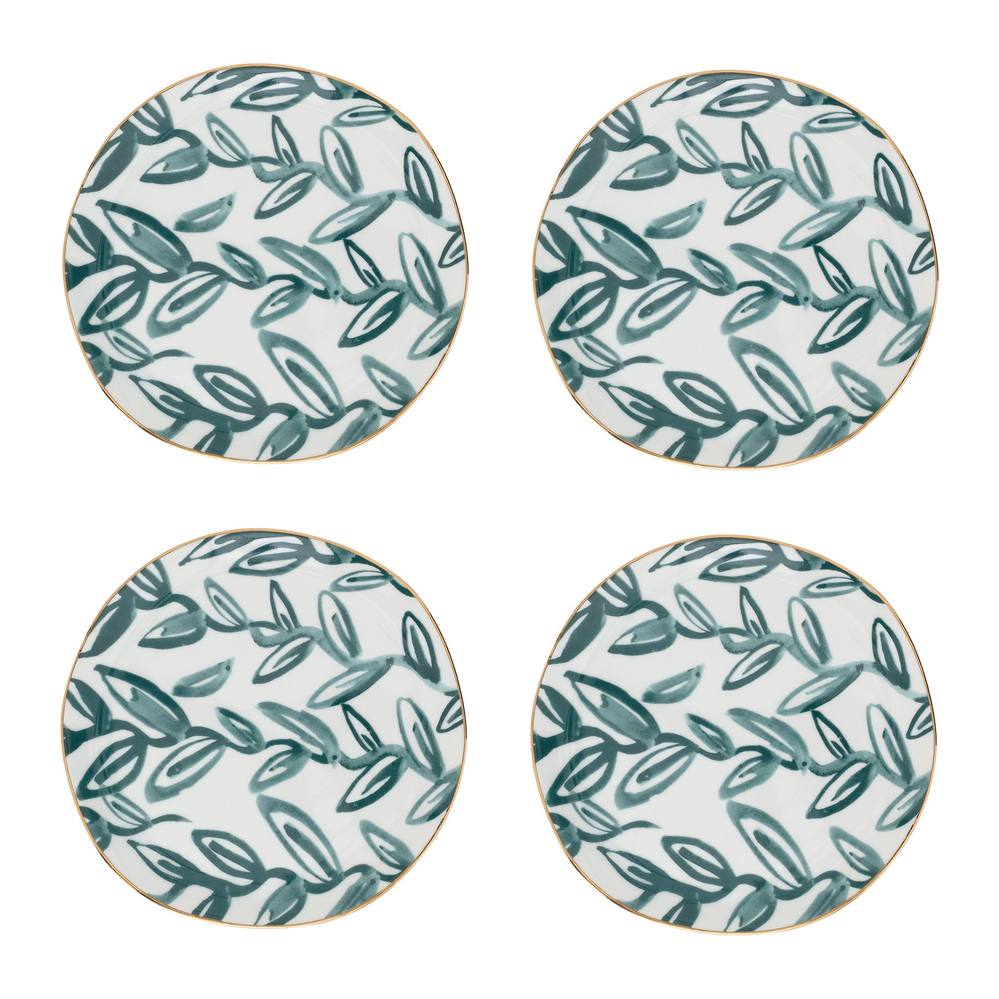 Urban Nature Culture Good Morning Gebaksbord - Leaves Aqua - 4 st.