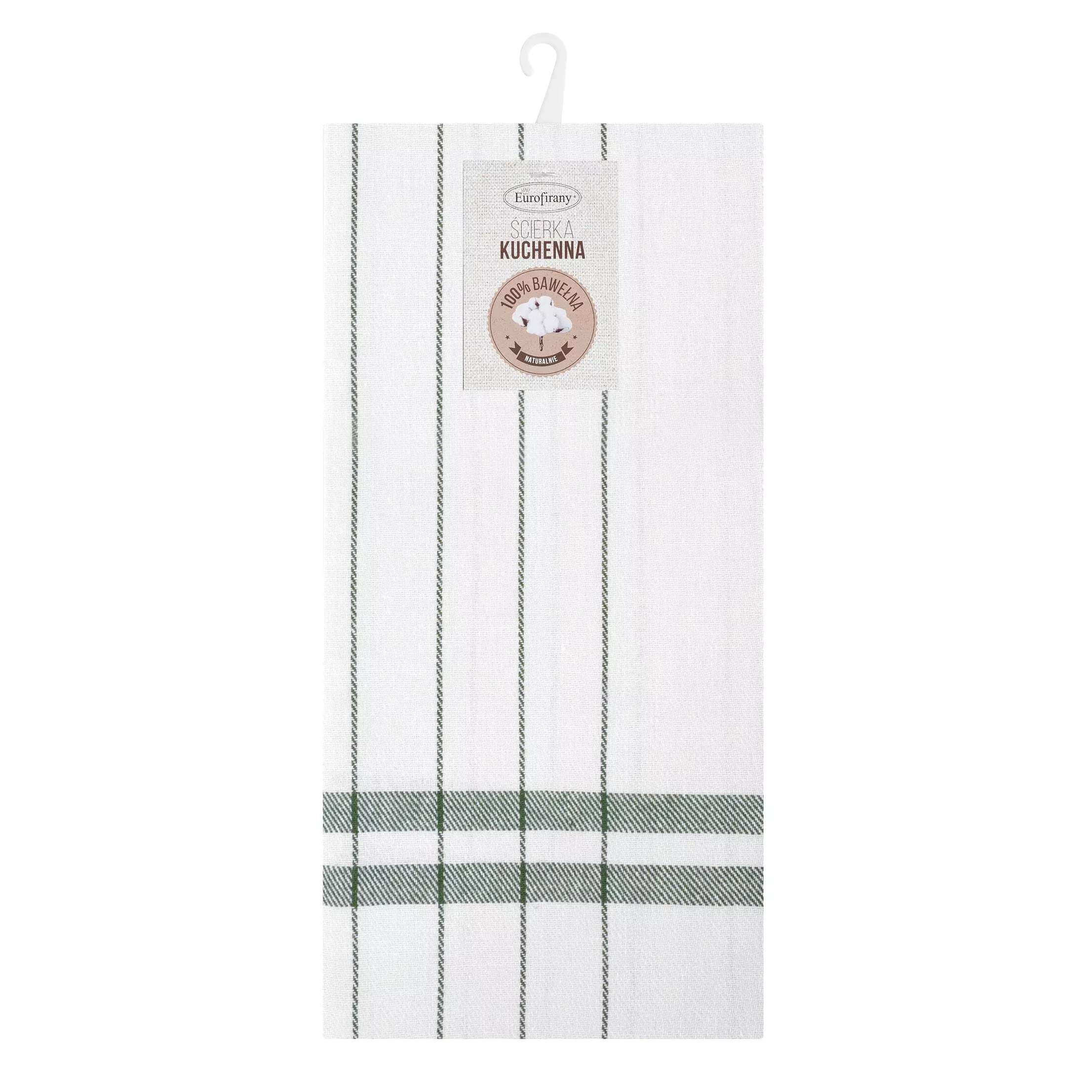 Ściereczka kuchenna 50x70 cm bawełniana kolor biały ,zielony zdobiona kratką 200 g/m2 CHECK