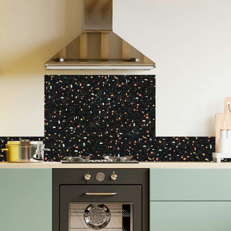 TERRAZZO NOTTE - Crédence cuisine Fond de hotte ALU L60xH70cm Multicolore Pierre