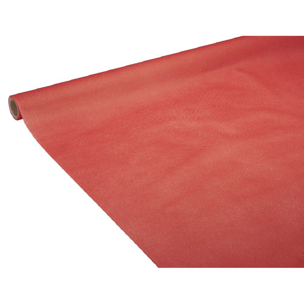 Nappe en papier voie sèche effet tissu rouge 4 m