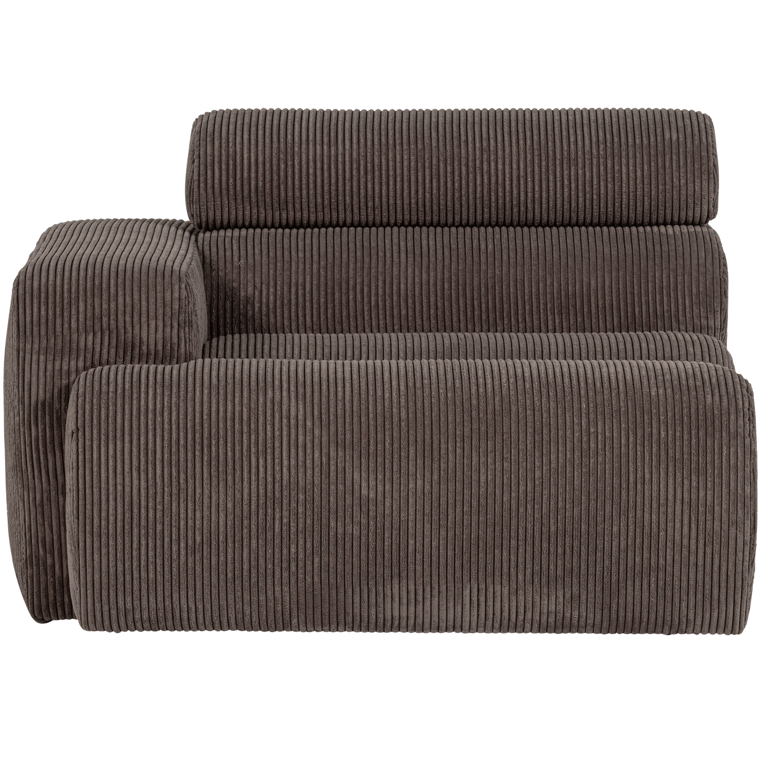 WOOOD 1-zits element bank arm rechts Novi - Ribstof - Grijsbruin - 86x109x113