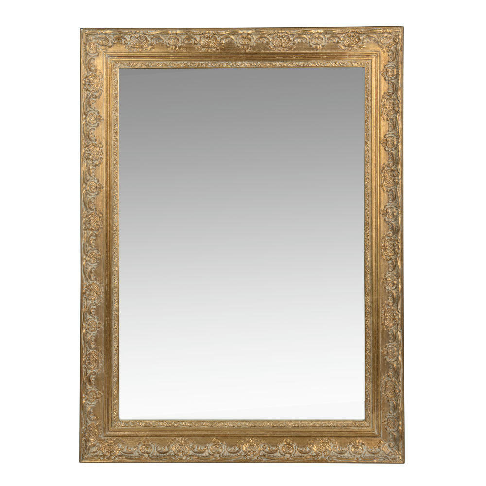 Valentine - Miroir rectangulaire à moulures en bois paulownia doré 90x120