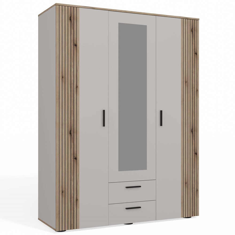 Szafa Topeshop AVA 150 cm ryflowany front dąb evoke kaszmir beż