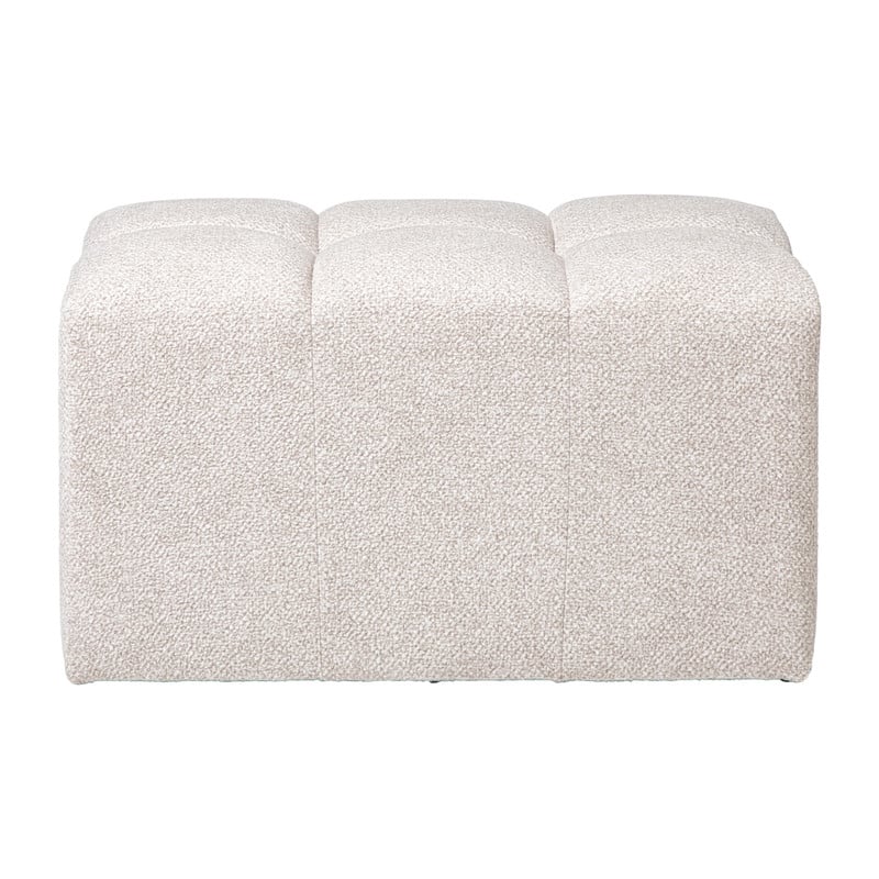 Poef chenille - beige - 38x66x38 cm