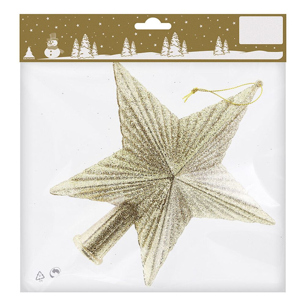 JULETREPYNT TOPPSTJERNE 18CM GULL