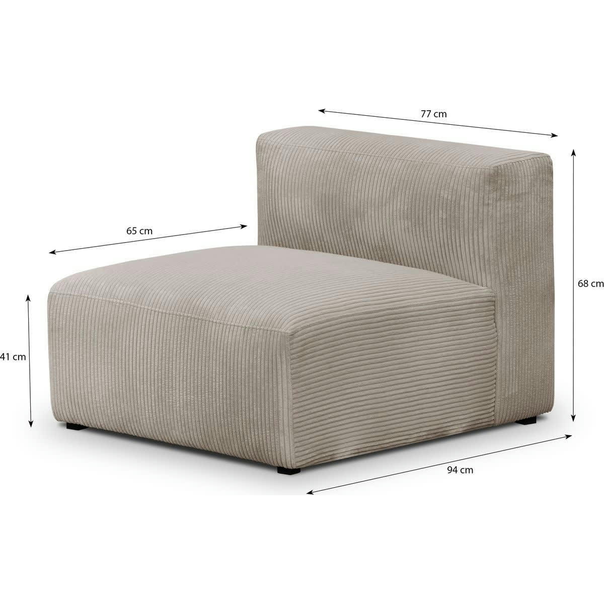 MODULO NEW - Chauffeuse sans accoudoirs modulable en velours côtelé taupe