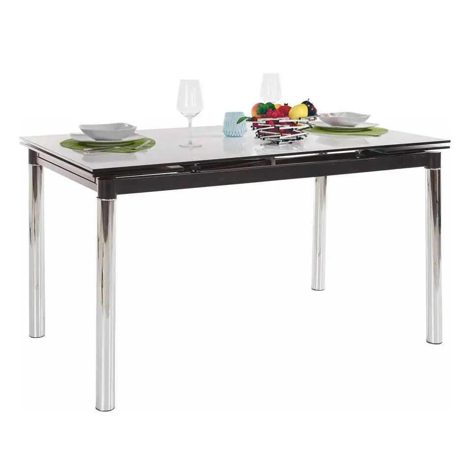 Nelson - Eettafel 200/140x80 cm 8/6 zitplaatsen met glazen blad