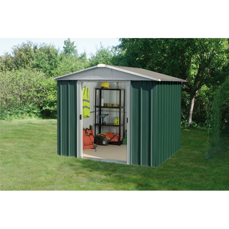 Abri de jardin en métal vert 2,42 x 2,17 x 1,93 m