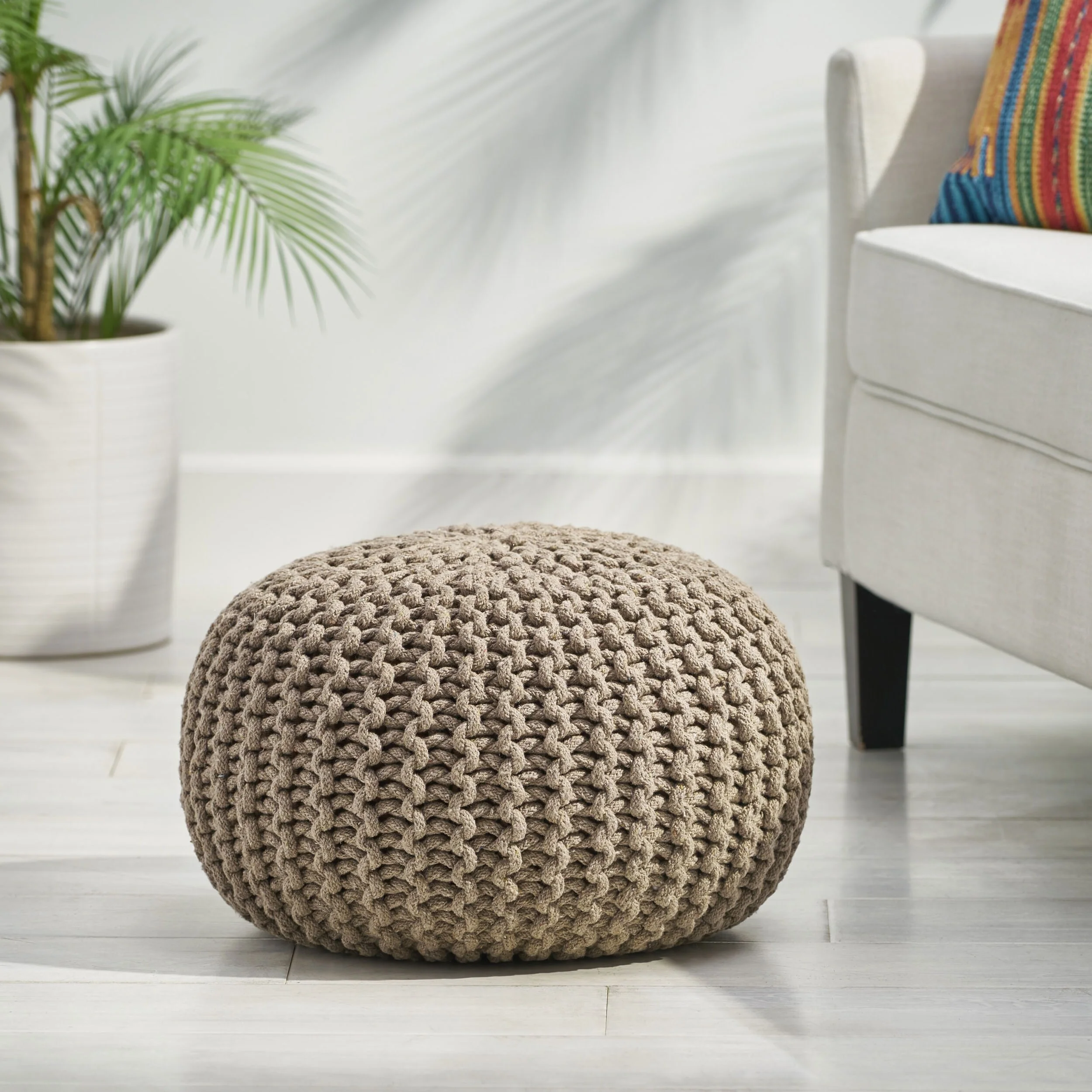 Moro Handcrafted Modern Cotton Pouf by Christopher Knight Home