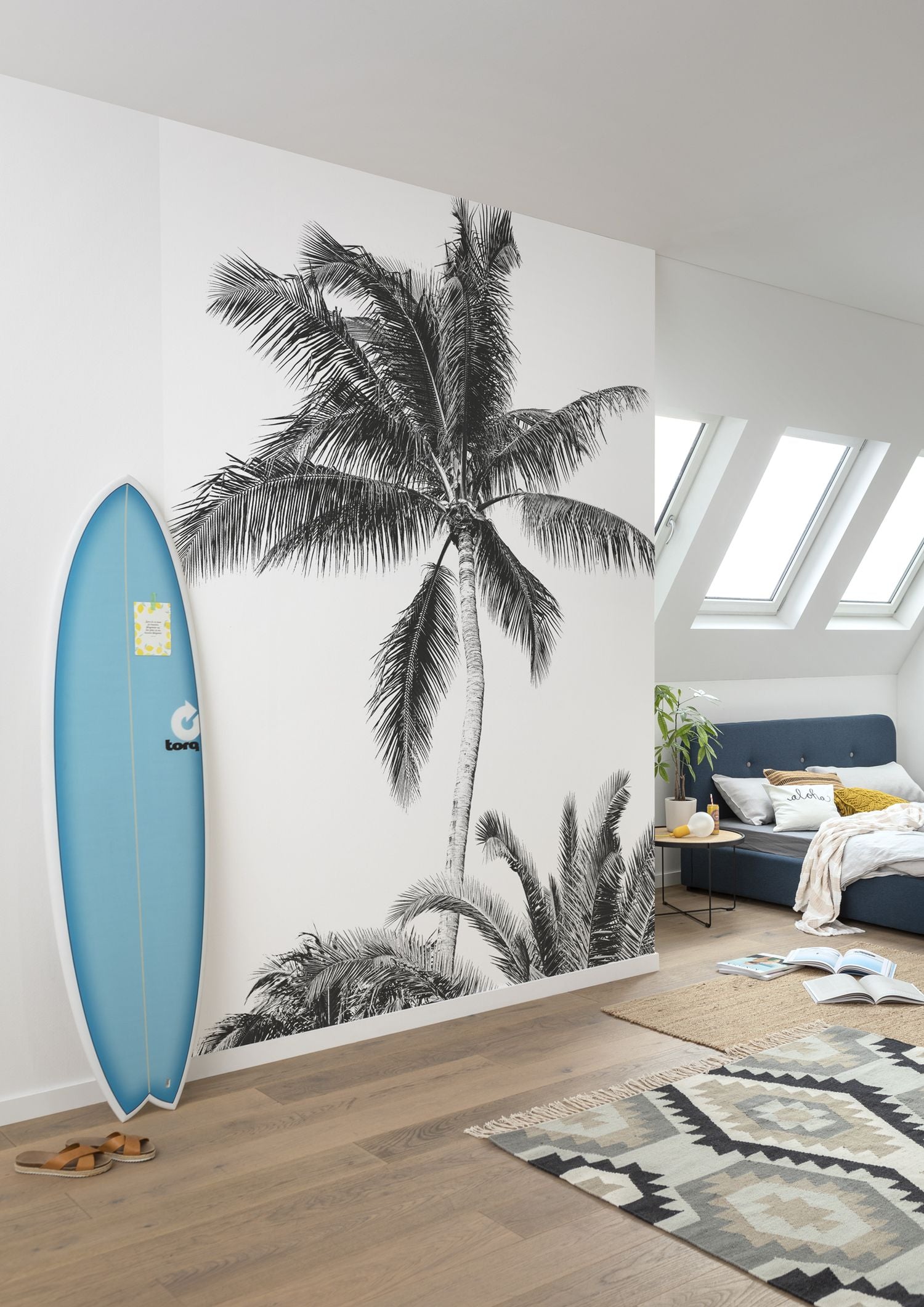 Komar fotobehang palmbomen zwart wit - 200 x 280 cm - 610833