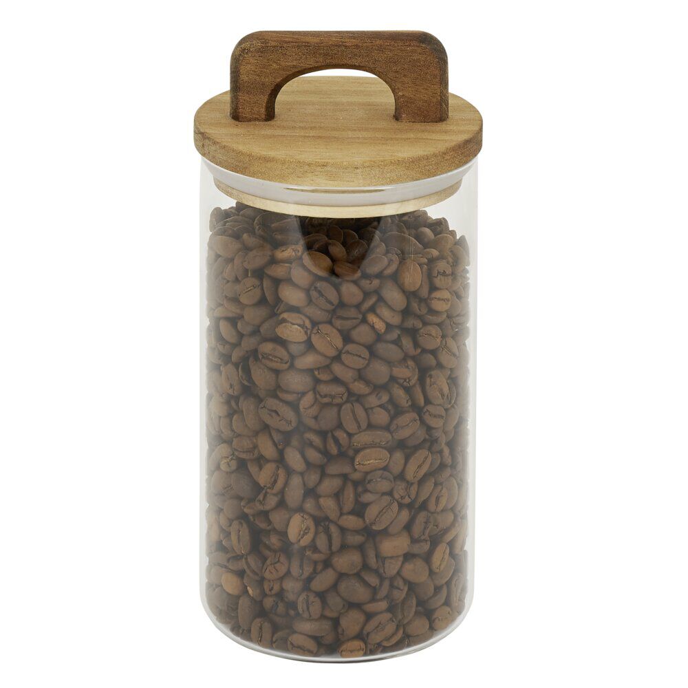 Bocal de conservation 800ml en verre avec couvercle en bois Ø9,5xH14cm