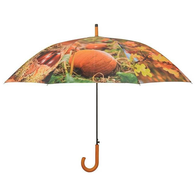 - Grand parapluie bois et métal toile polyester automne