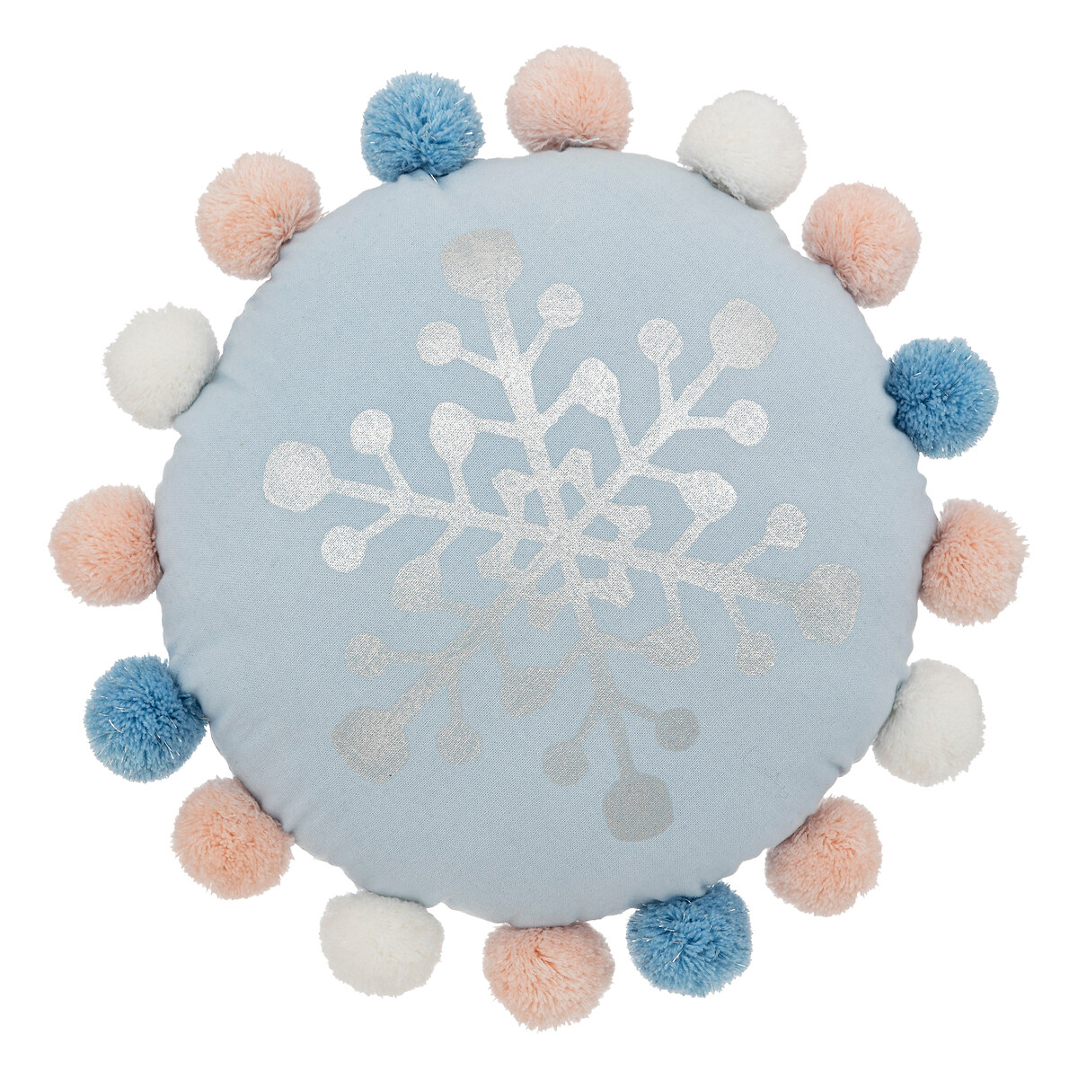 Almofada SNOW azul com pompons 35cm