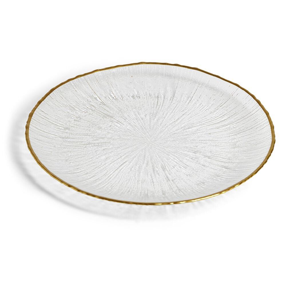 Assiette dessert ronde verre transparent rebord doré Ø21cm