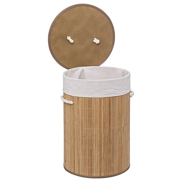 Panier à linge 48L rond bambou