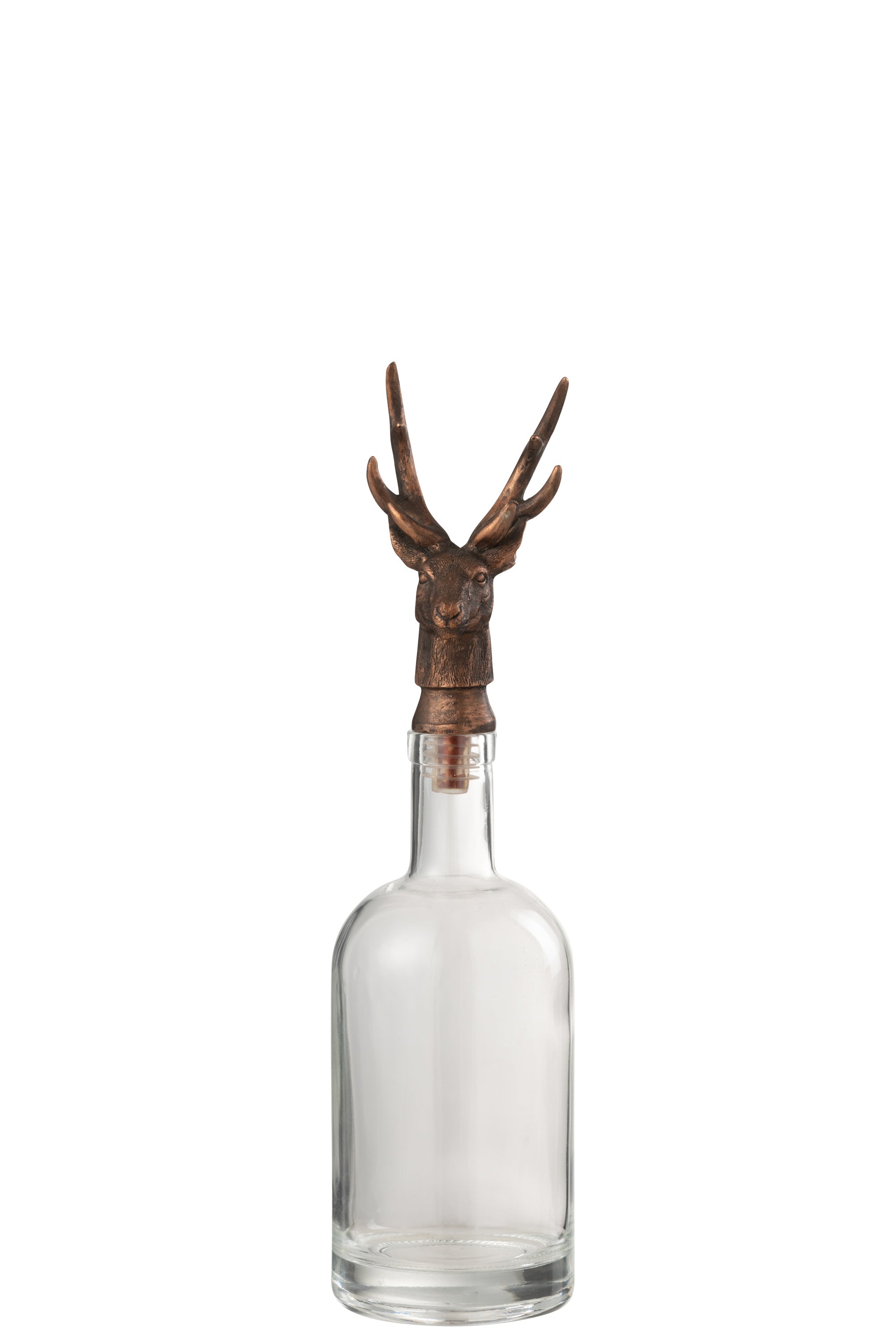 J-Line decoratie fles Hert - glas polyresin - transparant ko