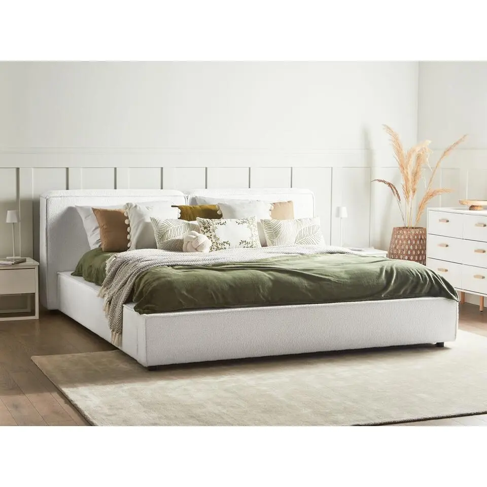LINARDS - Bed - Wit - 180 x 200 cm - Boucl&eacute;