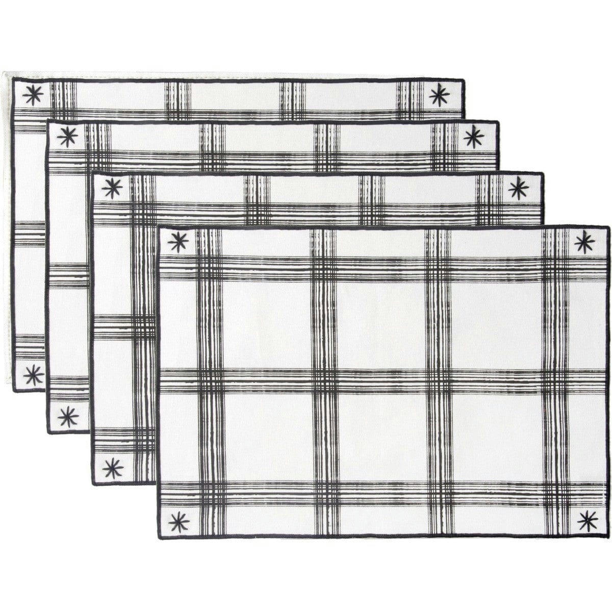 MADRAS - Sets de table (x4) coton  35x50 blanc / noir