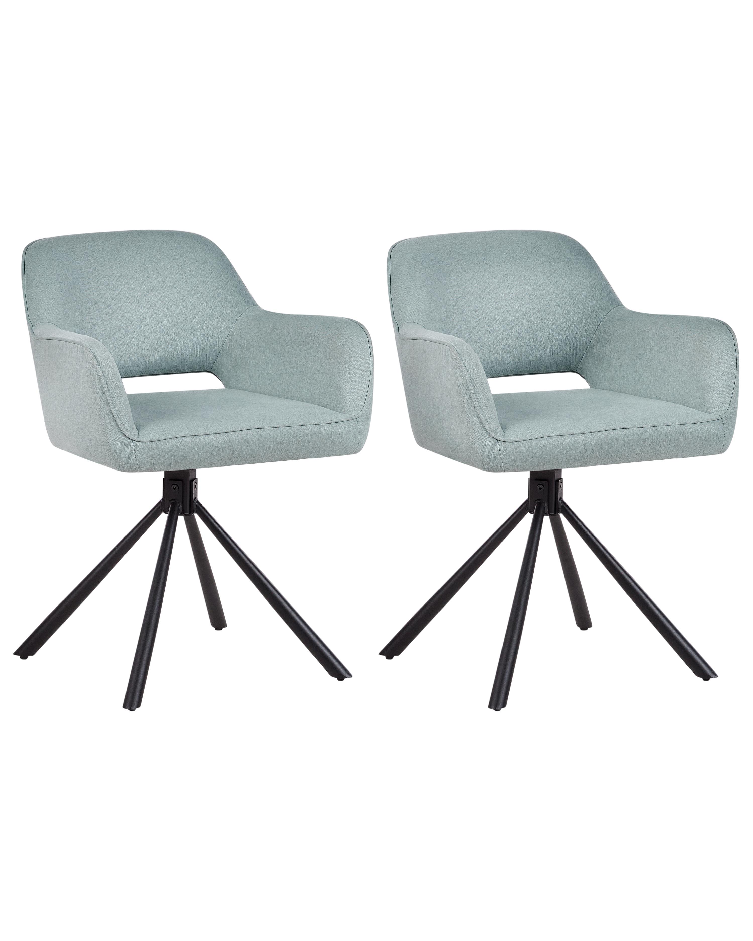 Set of 2 Dining Chairs Swivel LOURES Fabric Light Blue