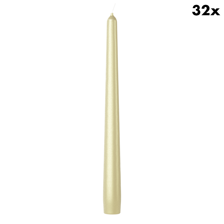 Bolsius gladde dinerkaarsen metallic - zilver wit - 24,5 cm