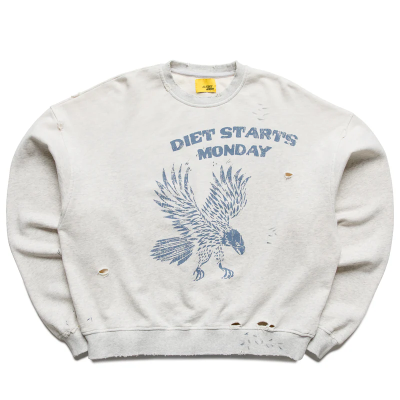 Diet Starts Monday Eagle Sweatshirt - Heather Grey/Blue
