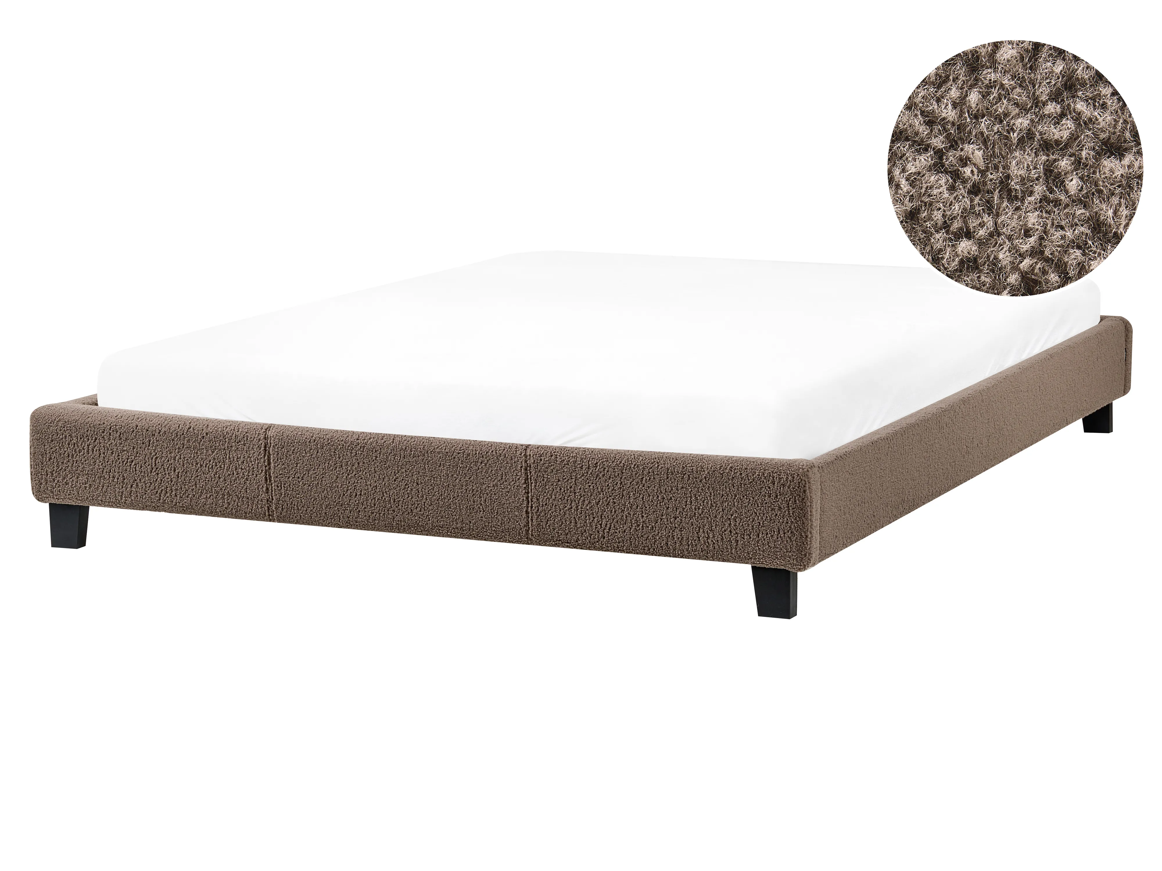 Bed without Headboard Boucle ROANNE 160 x 200 cm (EU King Size) Taupe