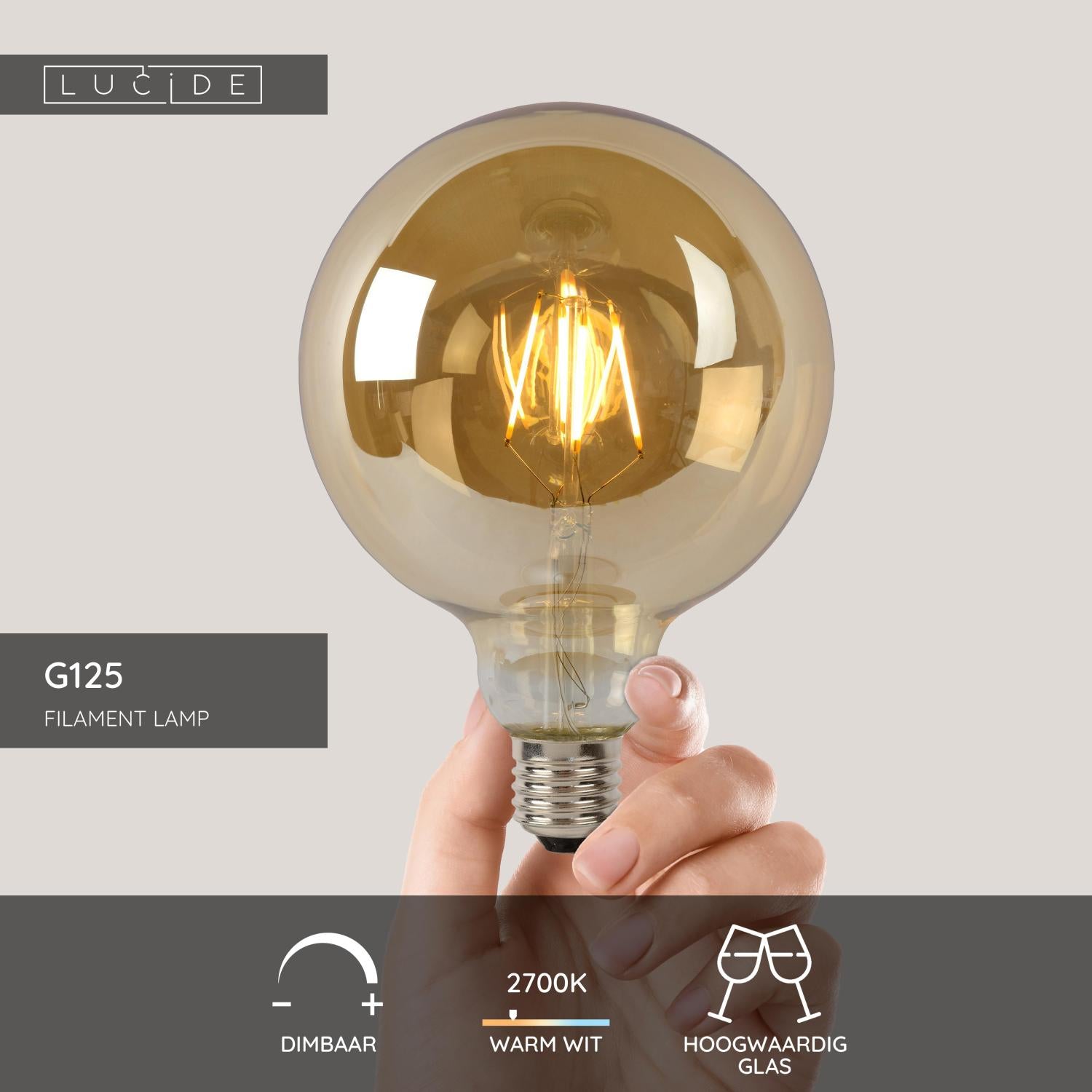 Lucide G125 Filament lamp - Amber (set van 2)