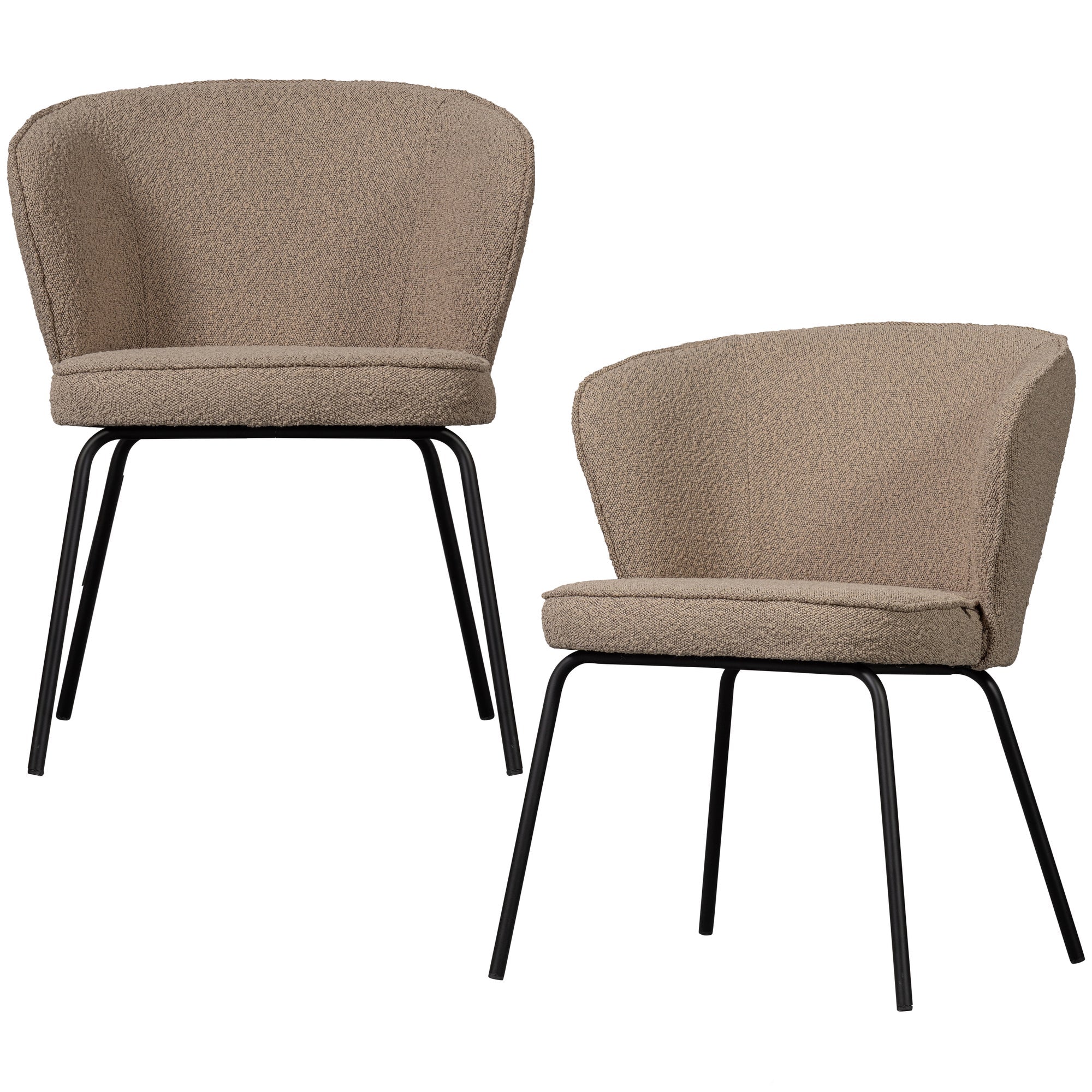 WOOOD eetkamerstoelen Admit - Bouclé - Beige - Set van 2