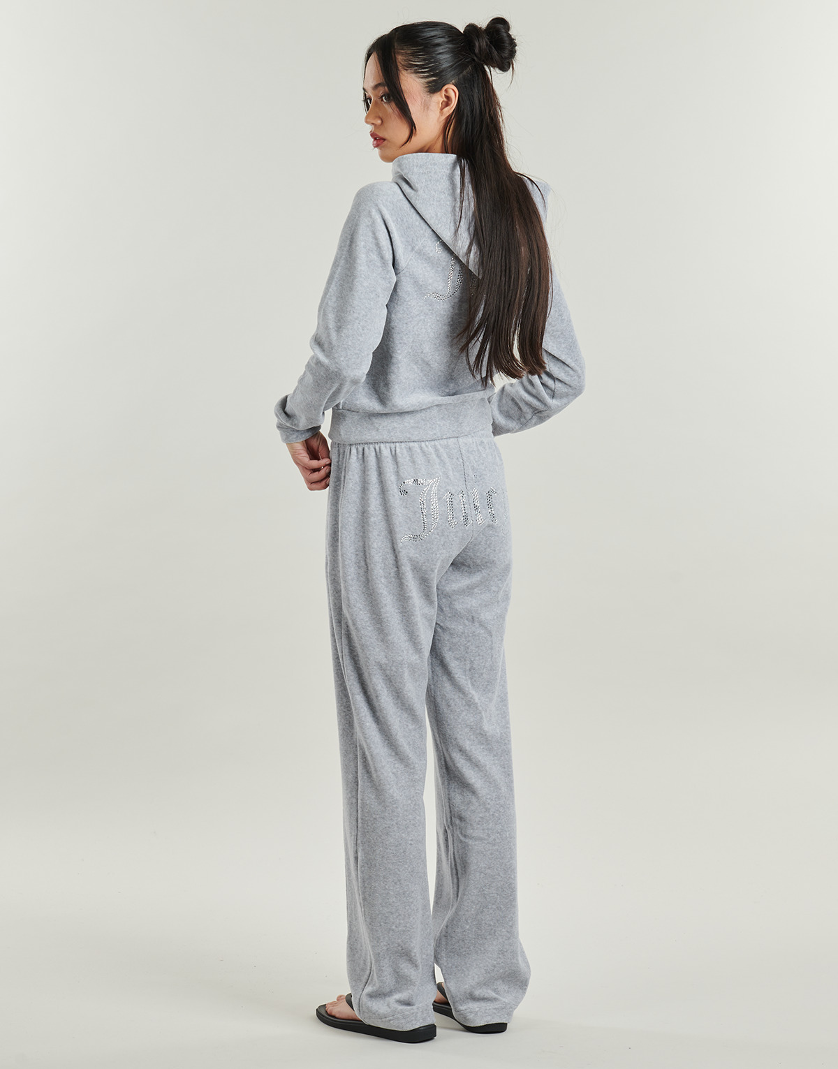 Juicy Couture - Tina Velour Track Pant With Diamante Branding - Grey