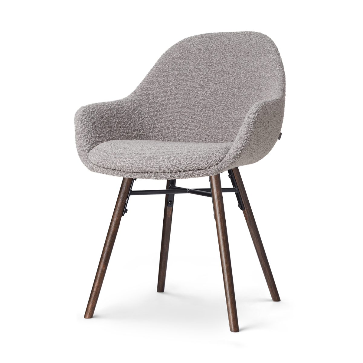 Nolon Nena-Mae Eetkamerstoel Bouclé Taupe - Armleuning - Walnoot