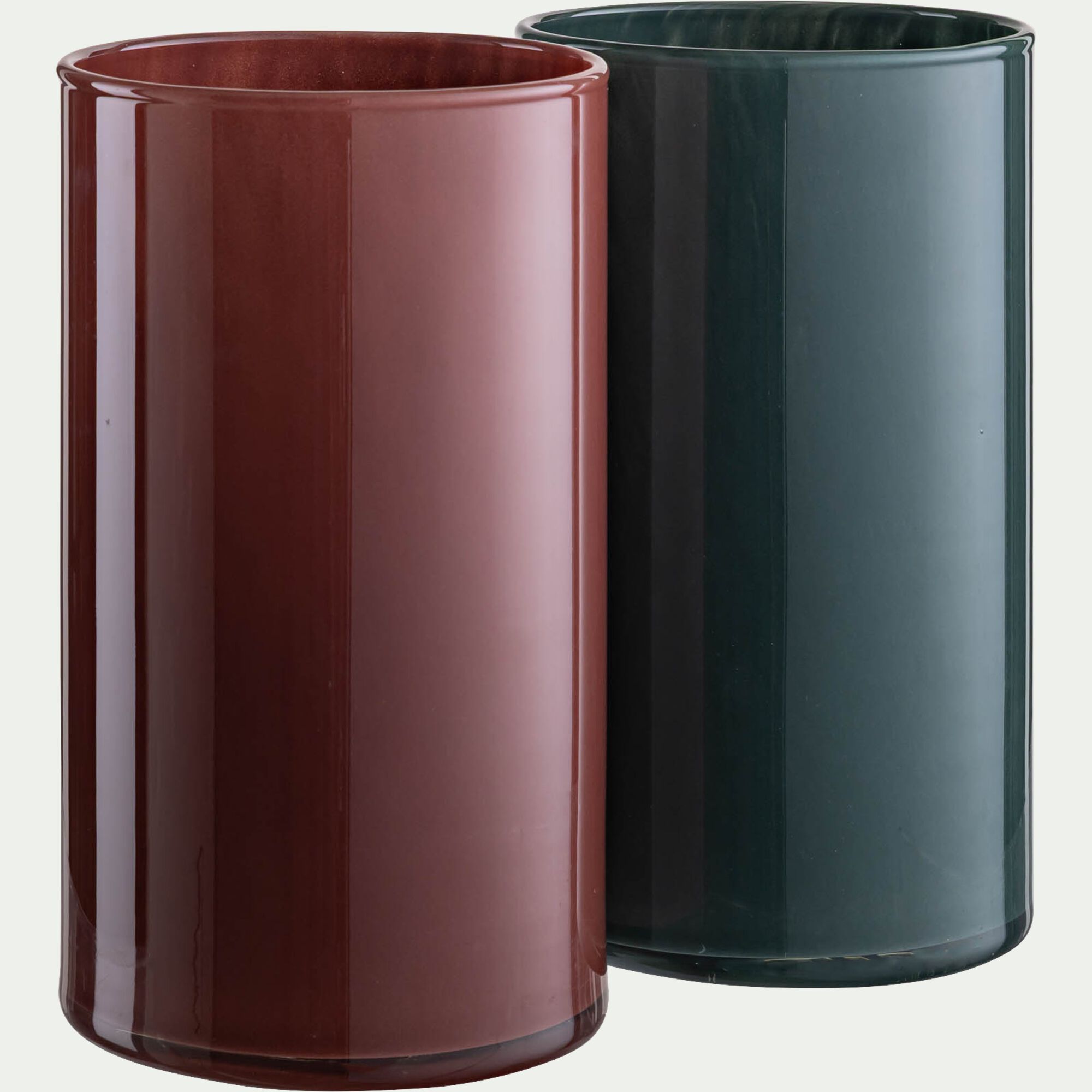 ARCOMIE - Vase tube en verre H23cm - marron