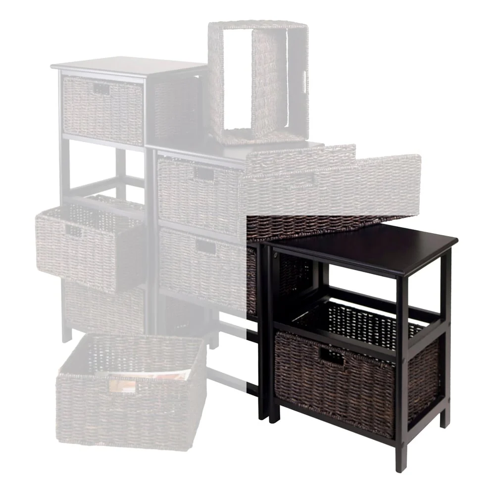 20.25 Black Unique Omaha Storage Rack with 2 Foldable Baskets